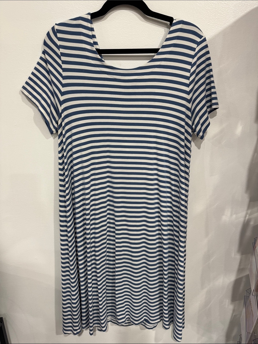 Talbots Blue and White Striped Short Sleeve Dress